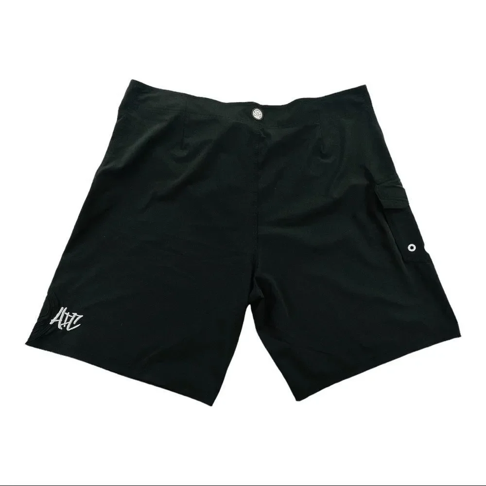 Hawaiian Island Creations Mens Board Shorts Black and Red HIC Size 44 (10143)